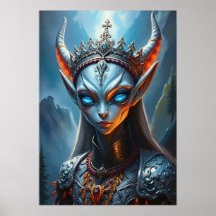 Xylanthia the Horned Oracle - Gothic Dark Fantasy Poster