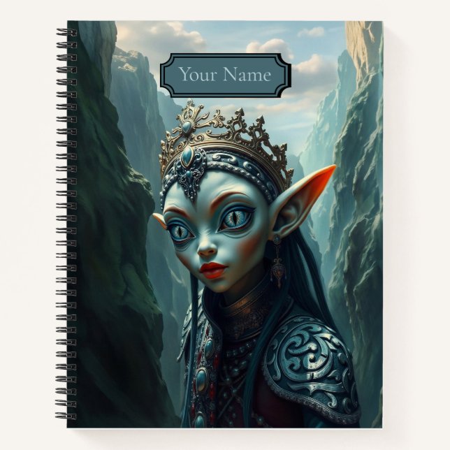 Xylariel Elven Goddess Blue Gothic Spiral Notebook (Front)