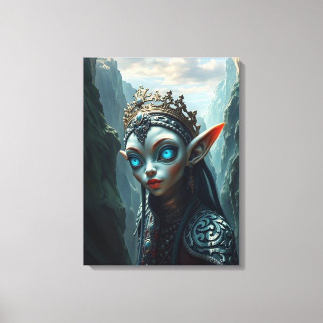 Xylariel the Azure Sovereign Fantasy Canvas Print (Front)