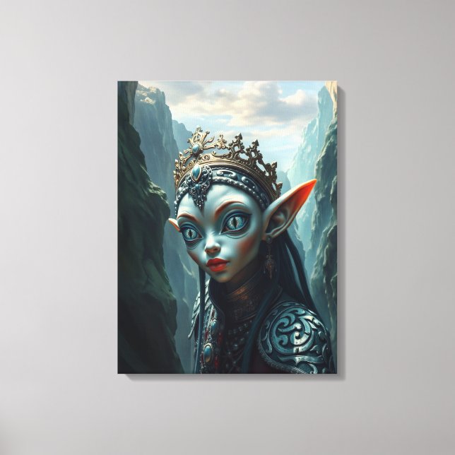 Xylariel the Azure Sovereign Fantasy Canvas Print (Front)