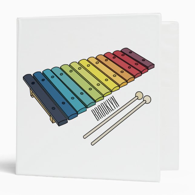 Xylophone cartoon illustration 3 ring binder (Front/Inside)