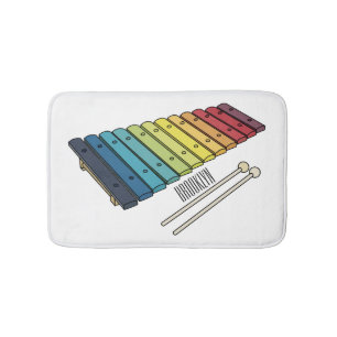 Xylophone cartoon illustration bath mat