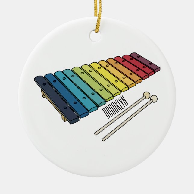Xylophone cartoon illustration ceramic ornament (Front)