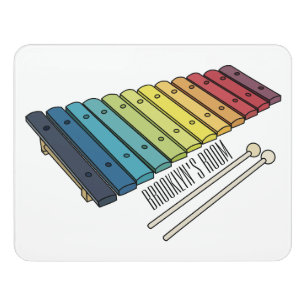 Xylophone cartoon illustration door sign