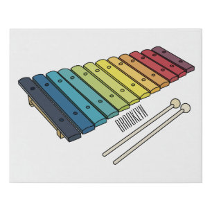 Xylophone cartoon illustration faux canvas print