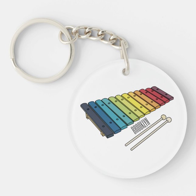 Xylophone cartoon illustration keychain (Front)