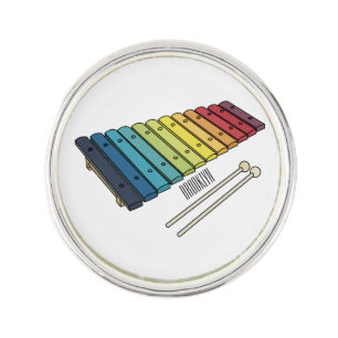 Xylophone cartoon illustration lapel pin