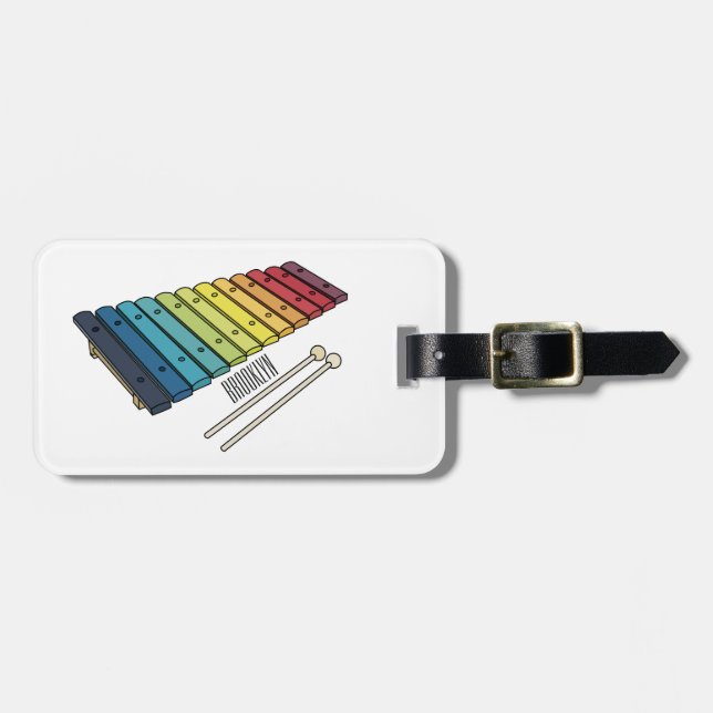 Xylophone cartoon illustration luggage tag (Front Horizontal)