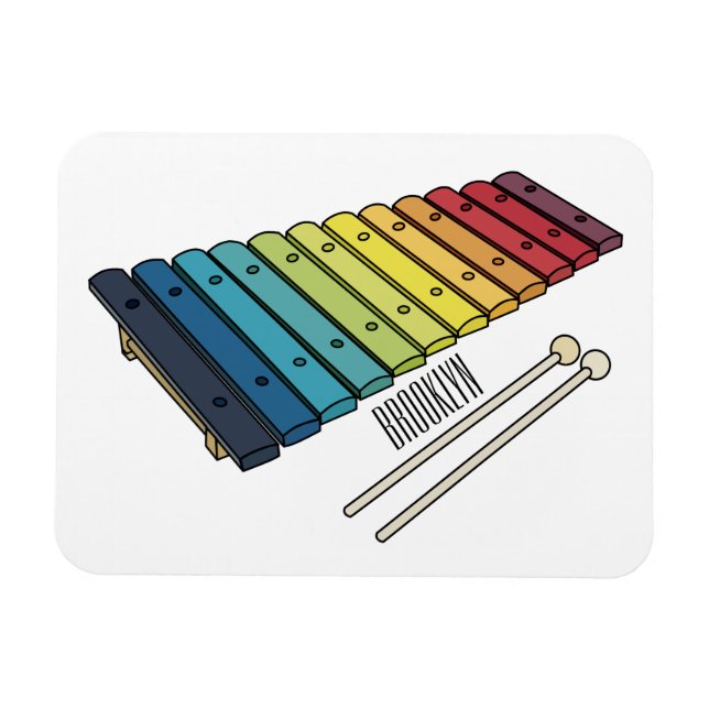 Xylophone cartoon illustration magnet (Horizontal)