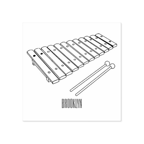Xylophone cartoon illustration rubber stamp