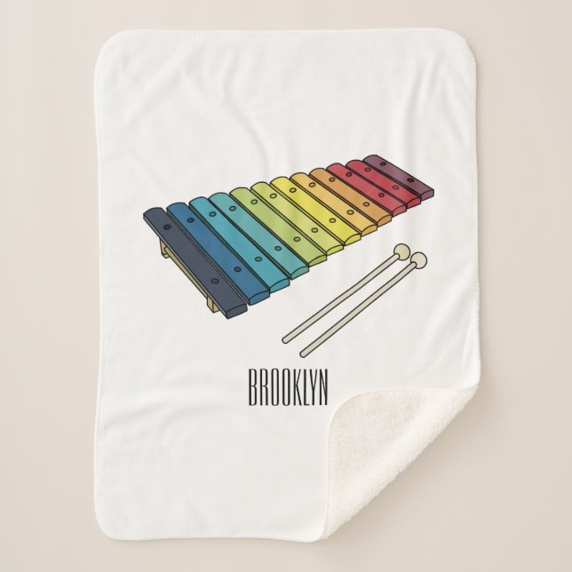 Xylophone cartoon illustration sherpa blanket (Front)