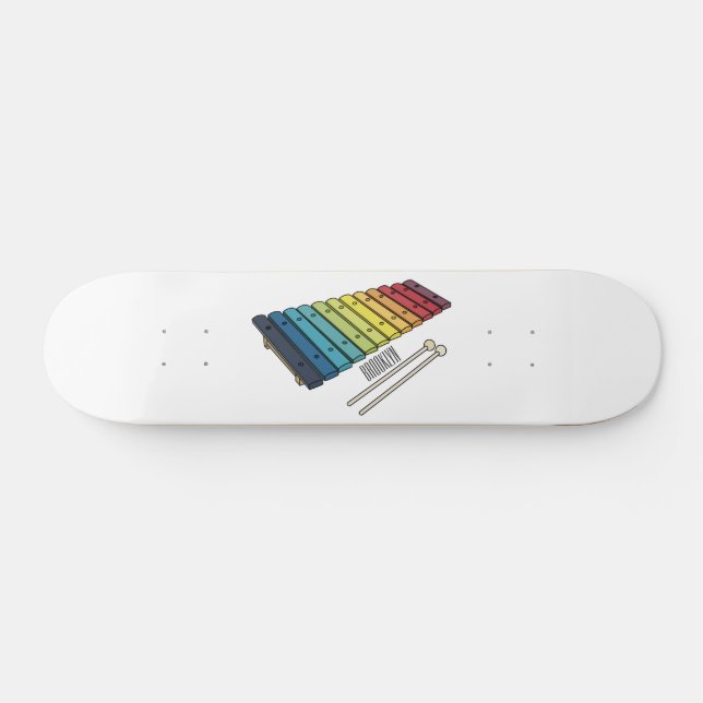 Xylophone cartoon illustration skateboard (Horz)