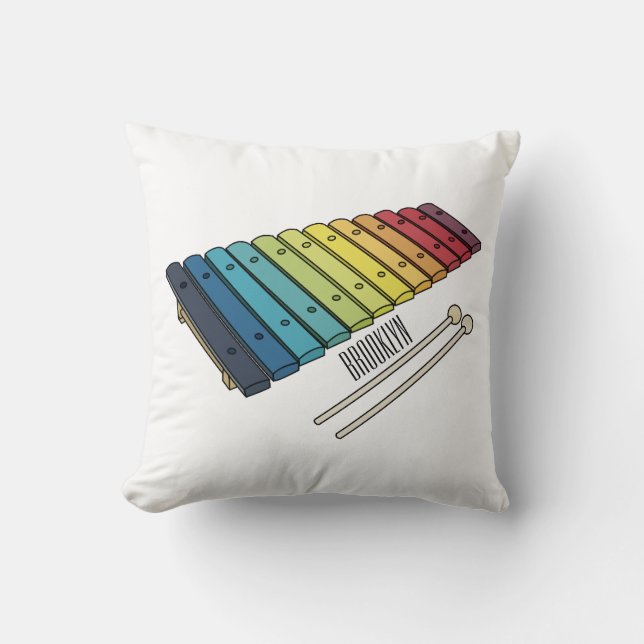 Xylophone cartoon illustration throw pillow (Front)