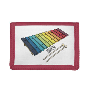 Xylophone cartoon illustration tri-fold wallet