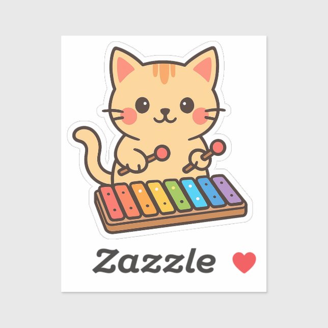 Xylophone Cat Rainbow Notes Sticker (Sheet)