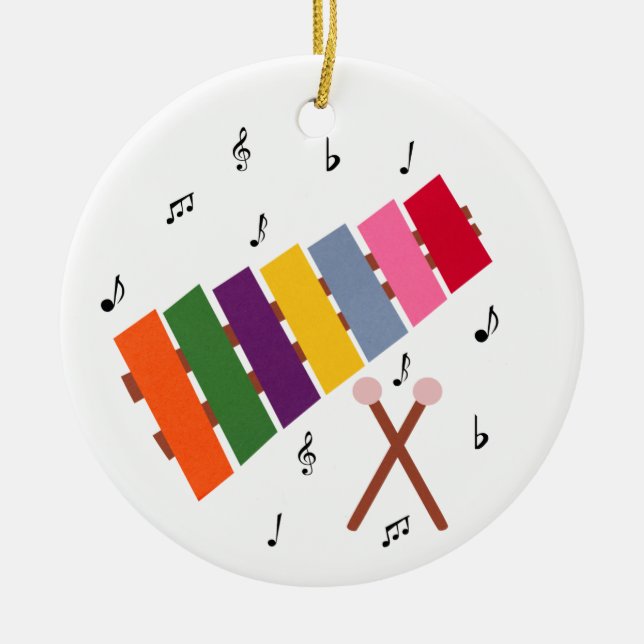 Xylophone Multicolored Musical Instrument Cartoon Ceramic Ornament (Front)
