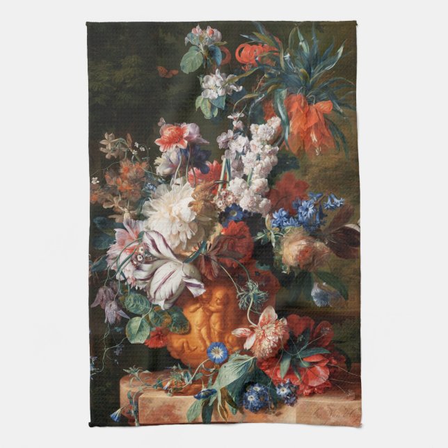 Xzendor7 Bouquet Of Flowers by Jan van Huysum Kitchen Towel (Vertical)