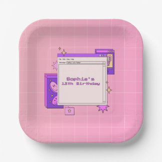 Y2K 2000s Retro Computer Interface Birthday Party Paper Plates