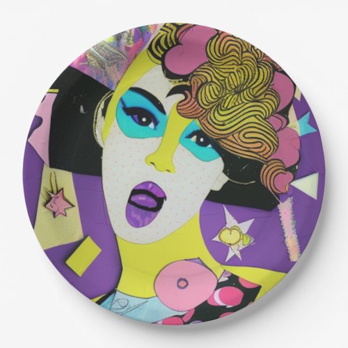 Y2K 90s80s Paper Collage Party Plates