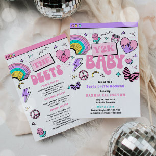 Y2K 90's Bachelorette Party Weekend Itinerary Invitation