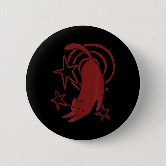 Y2K 90s Cute Sleepy Tomcat Cat Stretching Under Button (Front)
