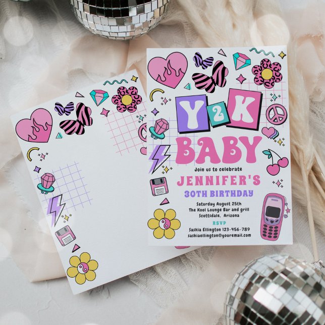 Y2K 90s Disco 30th Birthday Party  Invitation (Creator Uploaded)