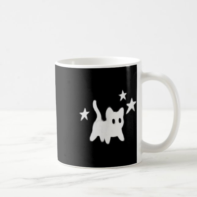 Y2k 90s Scary Tomcat Cat Is Scared Under Starry  Coffee Mug (Right)