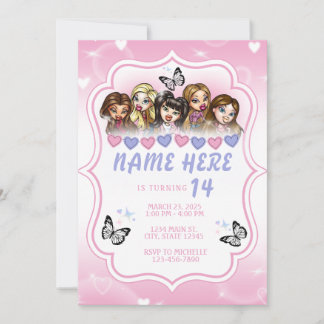 Y2K Airbrush Doll Birthday Invitation | Bratz