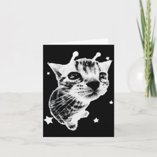 Y2k Alien Cat Meme Retro Silly Cat Vintage Kitty F Card