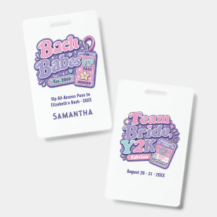 Y2K Bachelorette VIP Pass Team Bride Credential Badge
