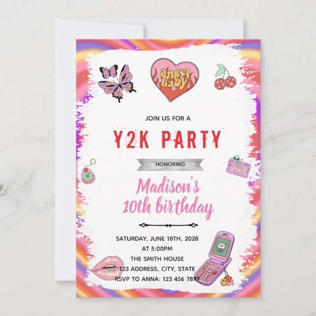 Y2K birthday party invitation (Front)