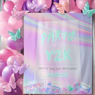 Y2K birthday party iridescent rainbow backdrop