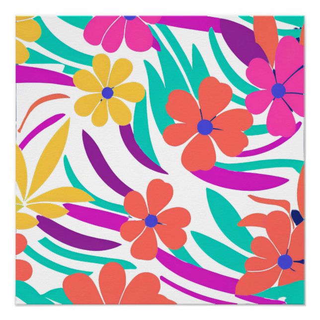Y2K Bold Wildflower Vibrant Nostalgic Spring Art Poster (Front)