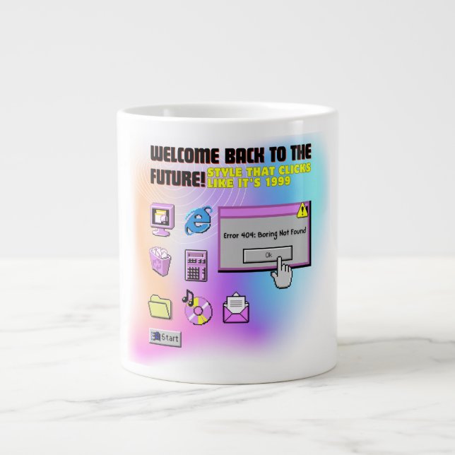 Y2K Click Here Retro Desktop Aesthetic Tee Giant Coffee Mug (Front)