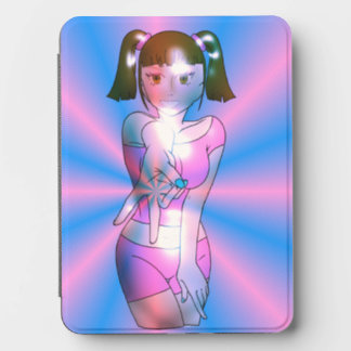 Y2K Cyber Anime Girl Pink Starburst iPad Case Kindle Cover