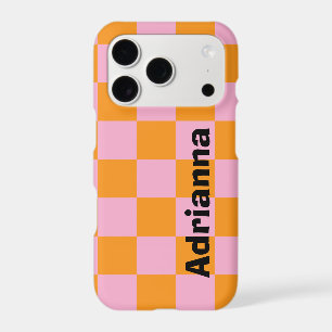 Y2K Design Pastel Pink & Orange Checker Phone Case