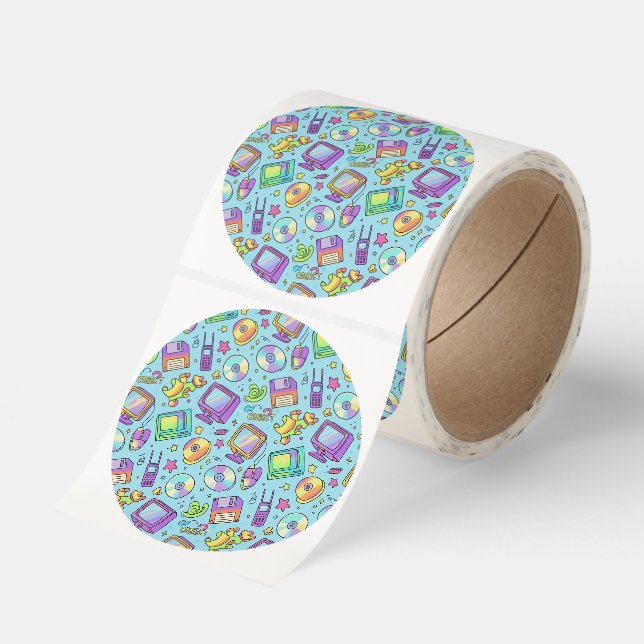 Y2K Digital Nostalgia Tech Doodle Sticker (Roll)