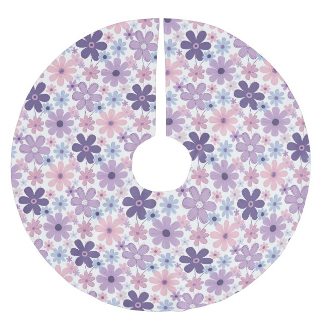 Y2K Flower Pattern Brushed Polyester Tree Skirt (Front)