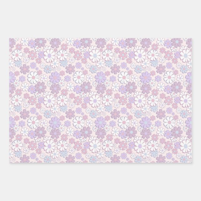 Y2K Flower Pattern Wrapping Paper Sheets (Front)