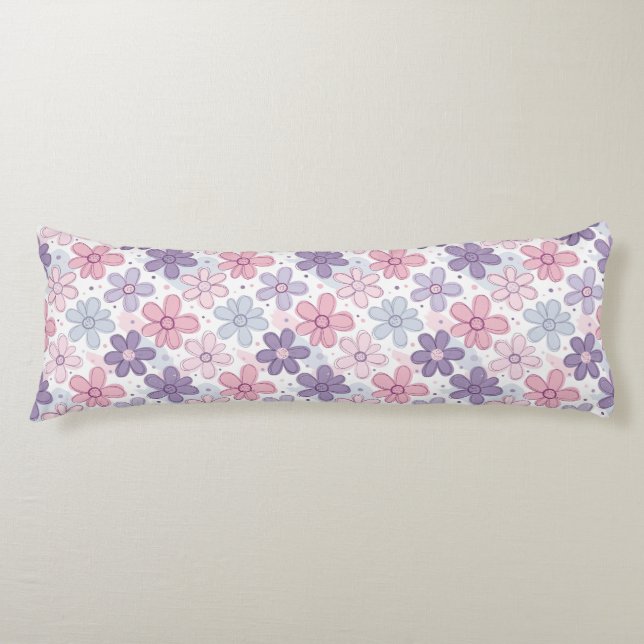 Y2K Flower Seamless Pattern Body Pillow (Front)