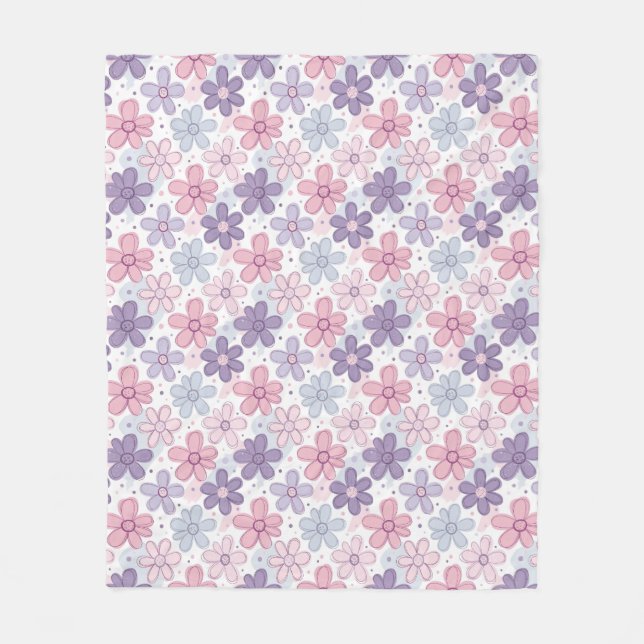 Y2K Flower Seamless Pattern Fleece Blanket (Front)