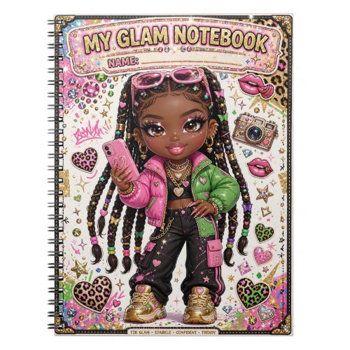 Y2K Glam Doll Notebook for Teen Girls