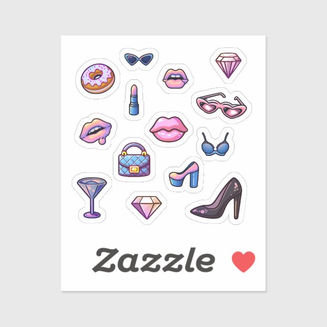 Y2K glamour girl set Sticker (Sheet)