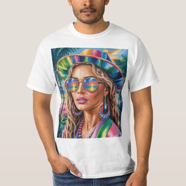 Y2K Glitch Aesthetic Tee –Neon Retro Cyberpunk Vib (Front)