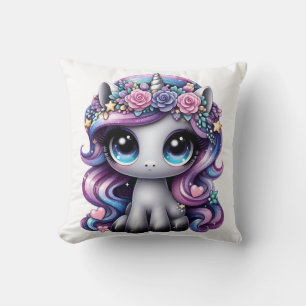 Y2K glitter pony unicorn Throw Pillow