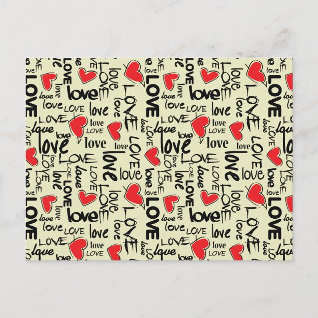Y2K Grunge Love Typography Pattern Postcard (Front)