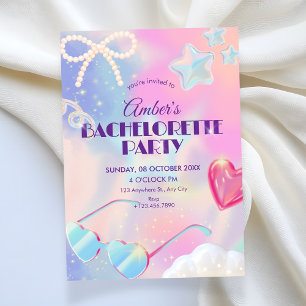 Y2k hologram bachelorette party invitation