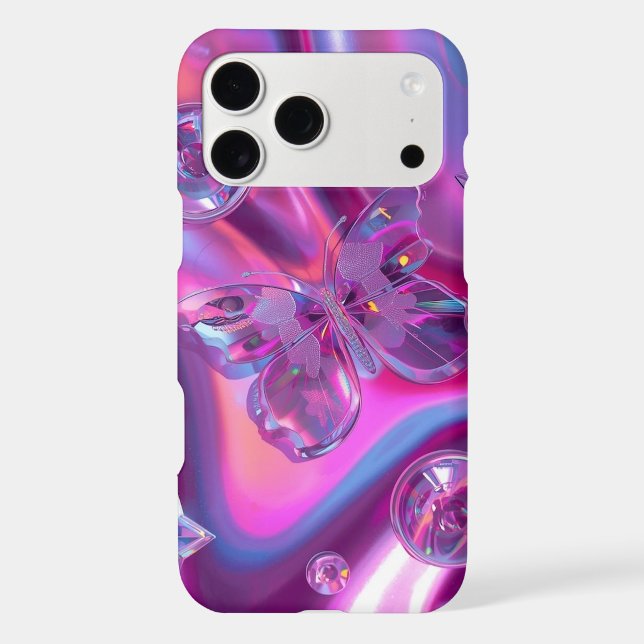 Y2K Holographic Butterfly Phone Case | Chrome (Back)