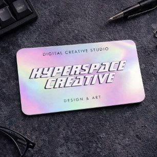 Y2K Holographic Retro Futuristic Faux Iridescent Business Card