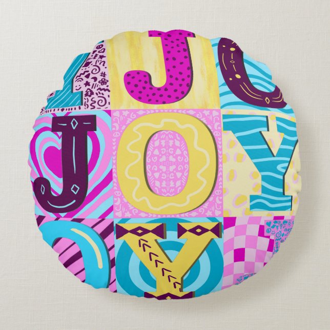 Y2K Joy Round Pillow (Front)